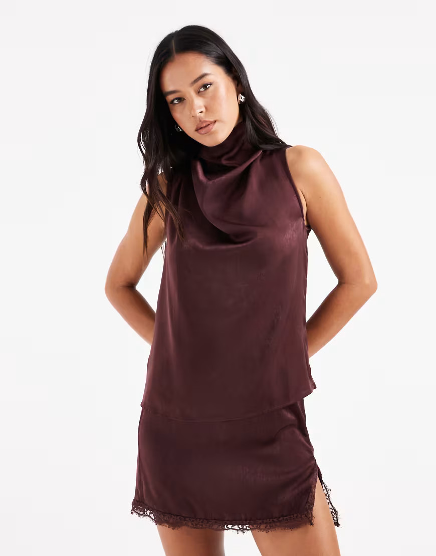 ASOS DESIGN satin drape sleeveless top-No colour | ASOS (Global)