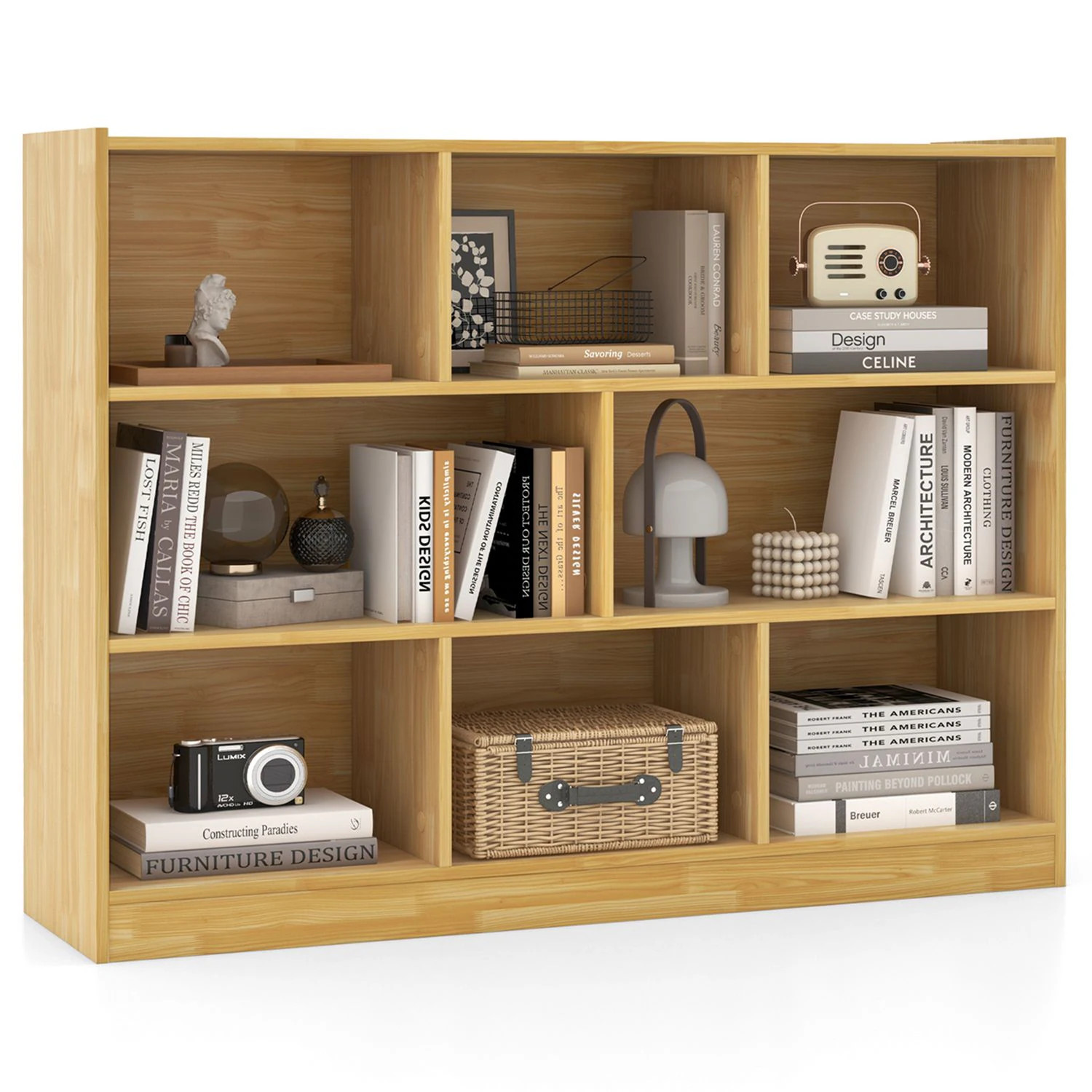 Costway 3-tier Open Bookcase 8-Cube Bookshelf Storage Display Cabinet French Oak Yellow one_size | HCST00195 | Lowe's