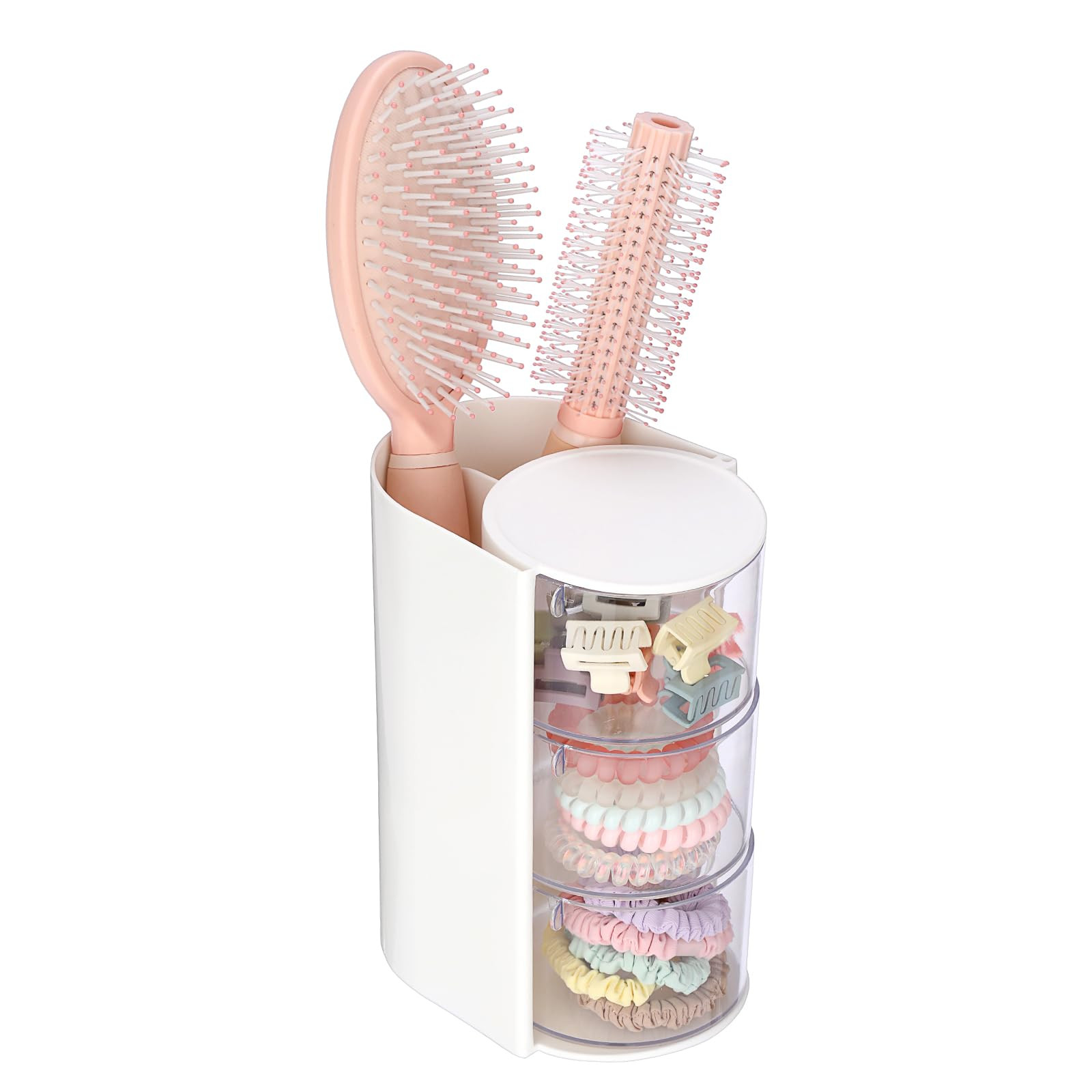 Rotating Hair Accessories Organizer with Comb Holder Plastic Hair Clips Storage Container Cosmeti... | Amazon (US)