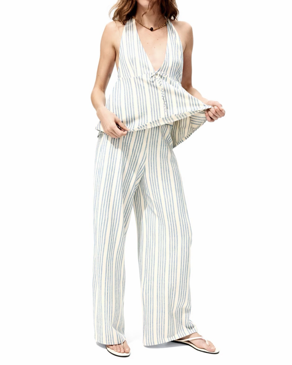 Blue and white striped halter top and pants matching set

#LTKSeasonal