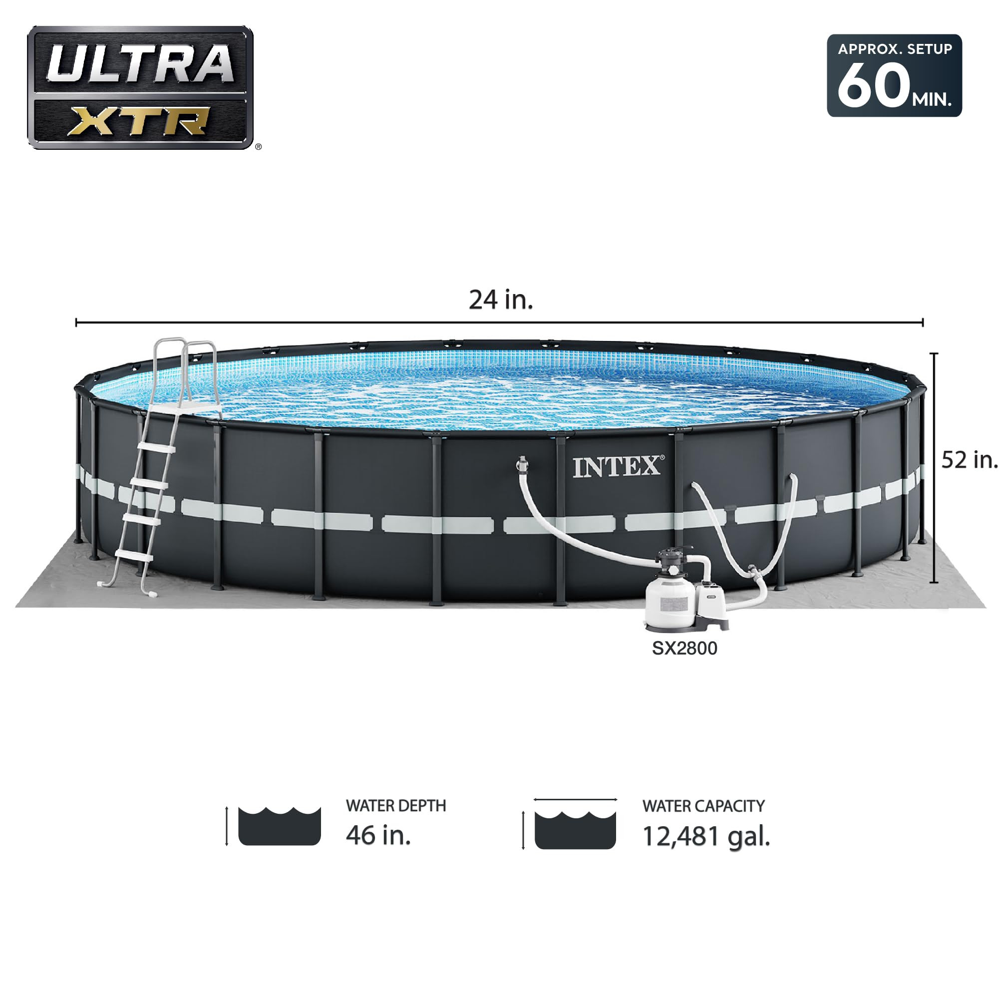 INTEX 26339EH Ultra XTR Deluxe Above Ground Swimming Pool Set: 24ft x 52in - Includes 2800 GPH Cartridge Sand Filter Pump - SuperTough Puncture Resistant - Rust Resistant - Easy to Assemble | Amazon (CA)