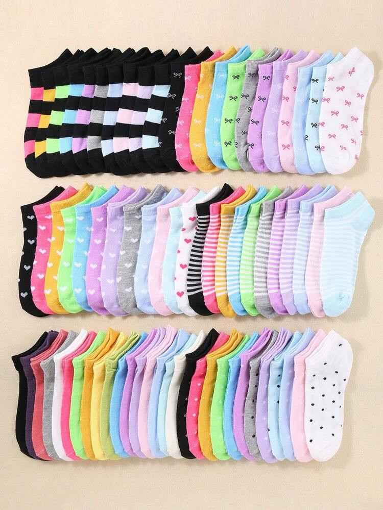 30 Pairs Kids' Casual Candy Color Low-Cut Socks, Boys & Girls' Half Terry Liner Socks, Infant Socks, Popular For Back To School Season | SHEIN