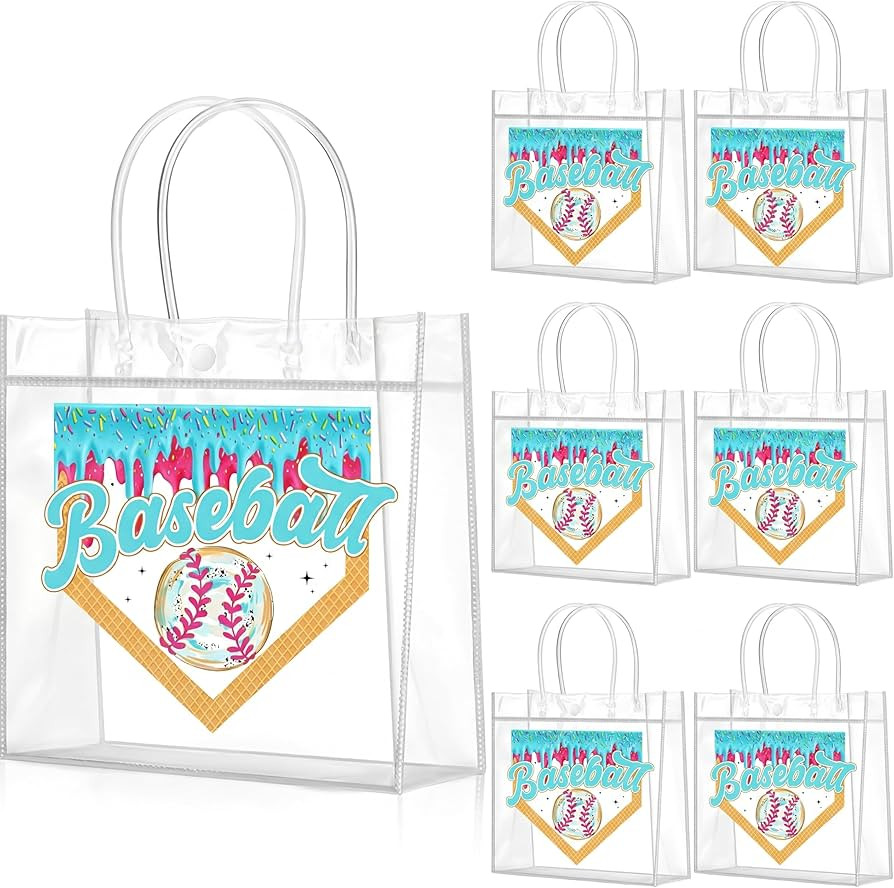 Wesnoy 20 Pcs Baseball Ice Cream Drip Goodie Bags with Handles Reusable Baseball Treat Bags for C... | Amazon (US)