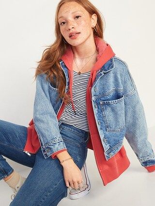 Cropped Boyfriend Workwear Jean Jacket for Women | Old Navy (US)
