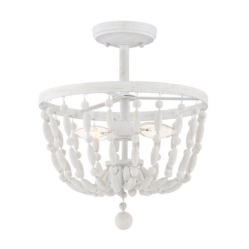 Grace Distressed Wood Two-Light Semi Flush Mount | Bellacor