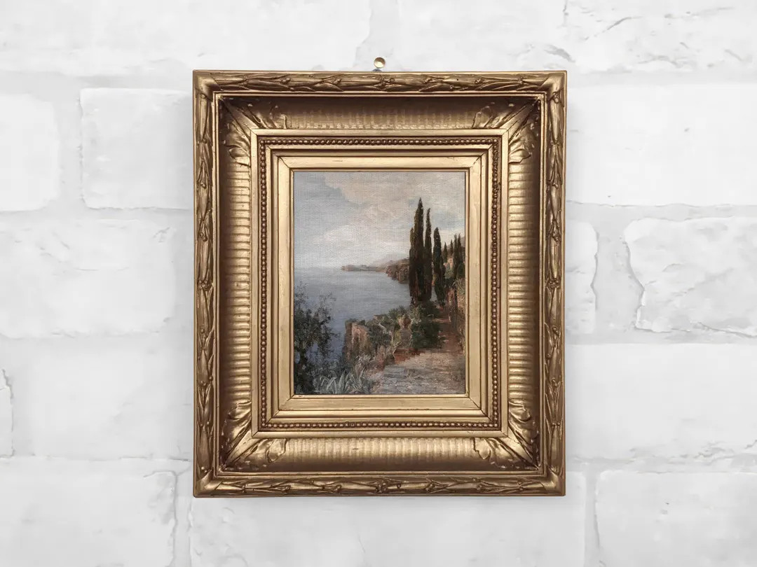 Coastal Landscape Antique Oil Painting Reproduction: Framed Art Print on Canvas – No. 63 - Etsy | Etsy (US)