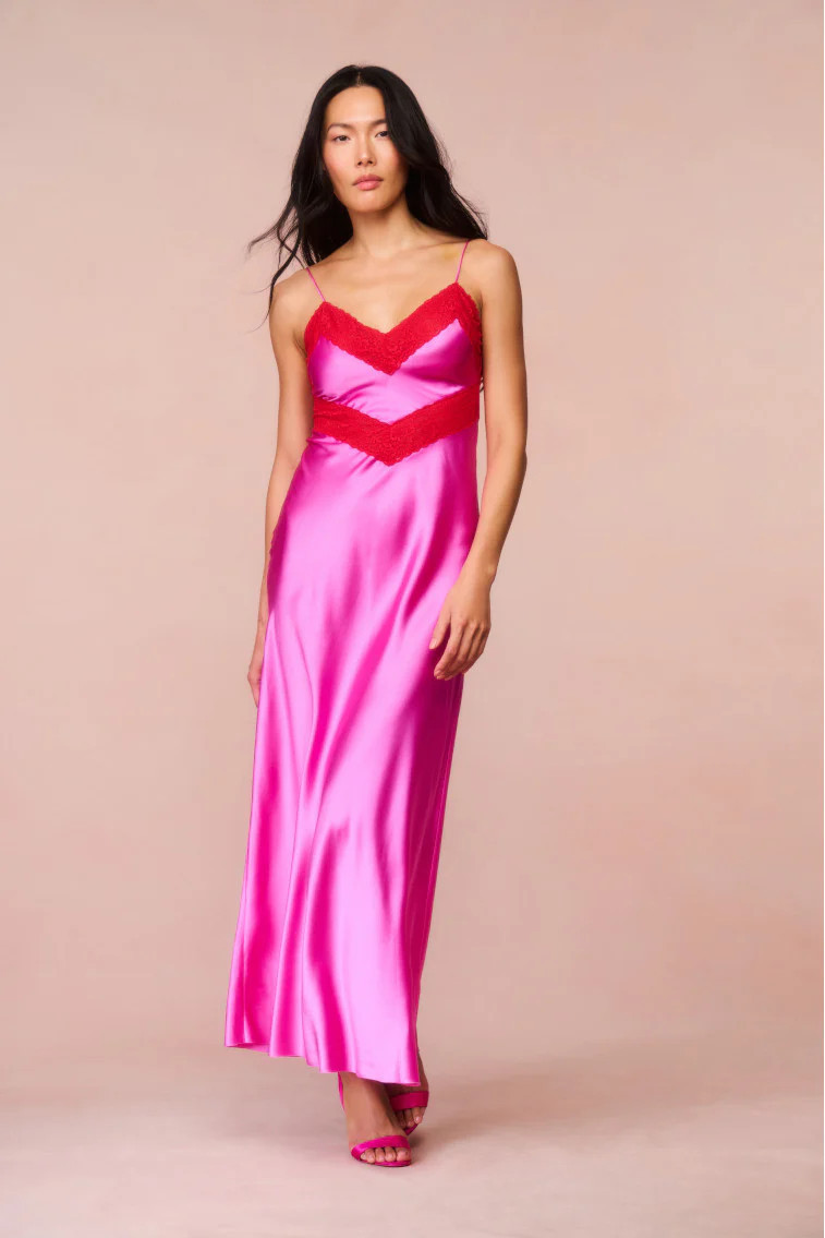 Serita Lace-Trimmed Maxi Dress - FUCHSIA / XL | LoveShackFancy