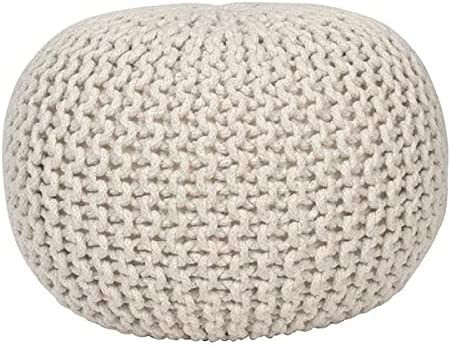 FRELISH DECOR Round Pouf Ottoman Hand Knitted Cotton Poufs Footrest,Foot Stool, Knit Bean Bag Flo... | Amazon (US)