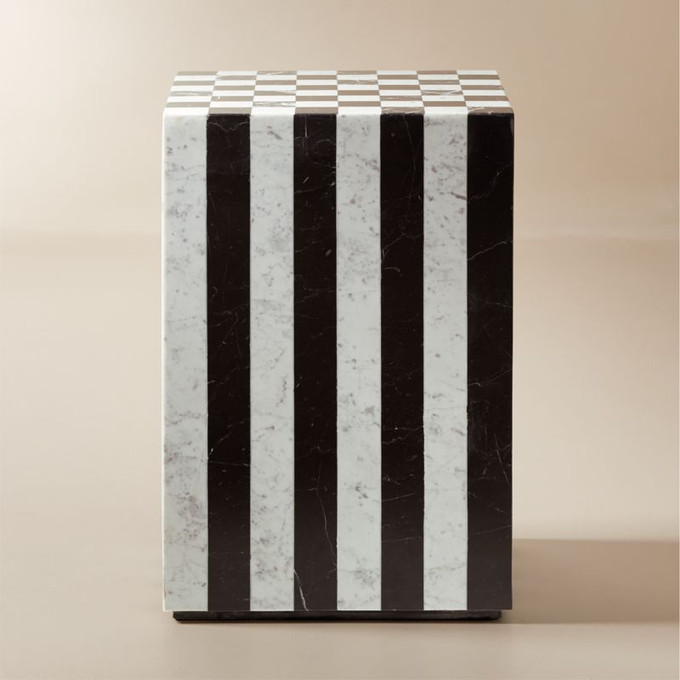 Click for more info about Fori Square Black and White Marble Game Side Table + Reviews | CB2