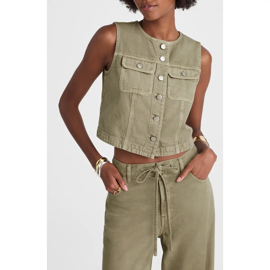 Madewell Crop Denim Vest in Sagebrush at Nordstrom Rack, Size Xx-Large | Nordstrom Rack