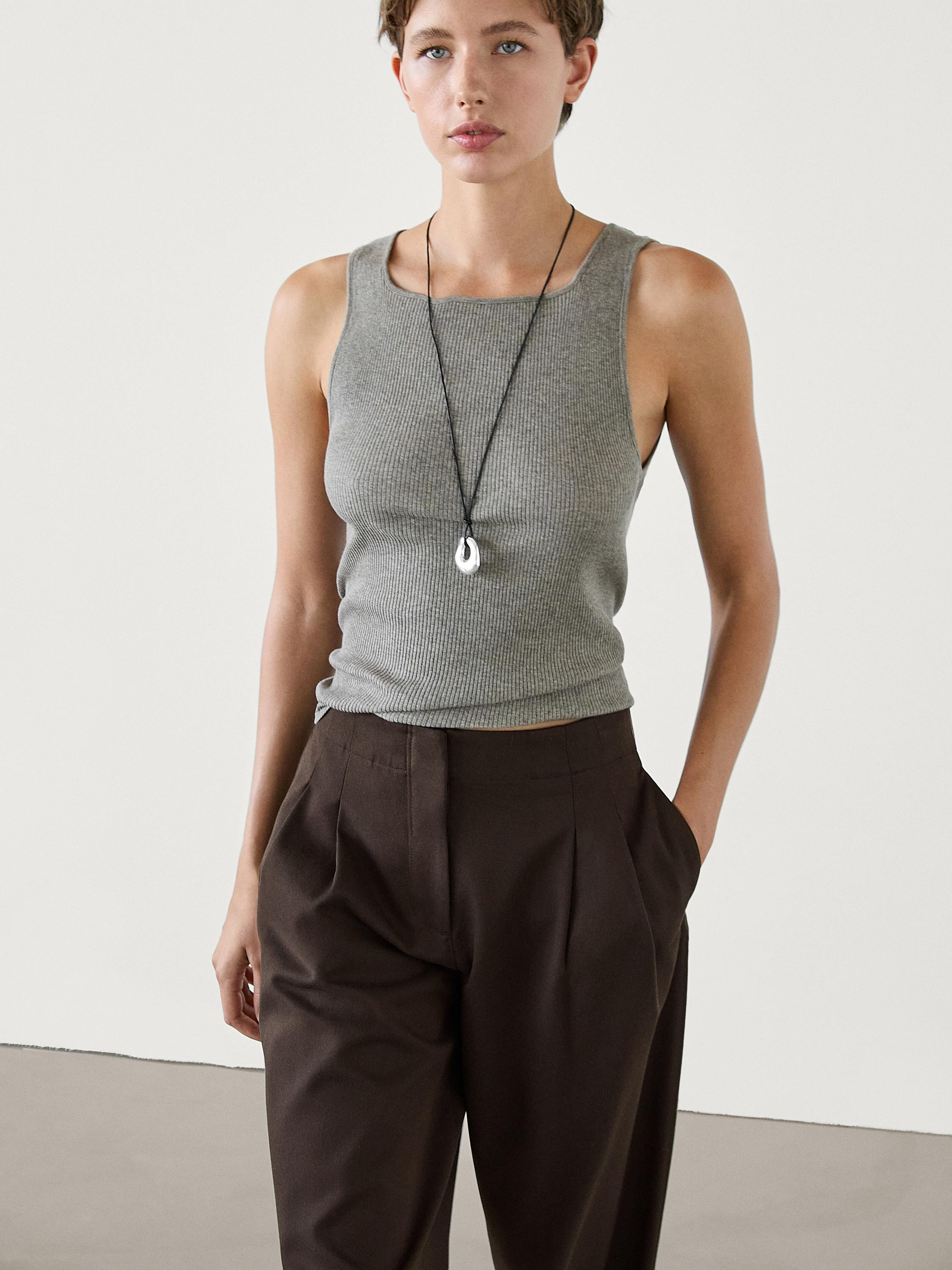 Weite Hose mit doppelter Bundfalte | Massimo Dutti DE
