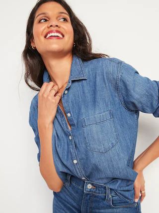 Oversized Boyfriend Tunic Jean Shirt for Women | Old Navy (US)