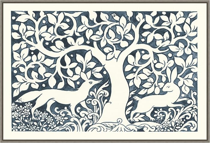 Amanti Art Framed Canvas Wall Art 23x33 Forest Life III Fox and Rabbit by Miranda Thomas, Framed ... | Amazon (US)