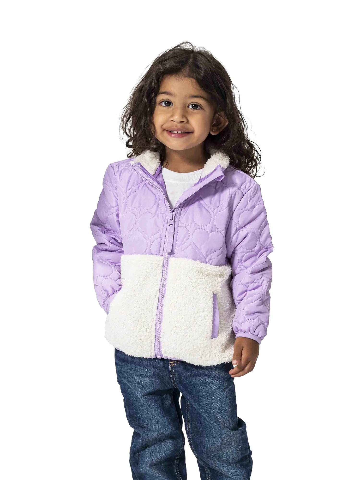 Wonder Nation Toddler Girl Quilted & Plush Jacket, Sizes 12M-5T | Walmart (US)