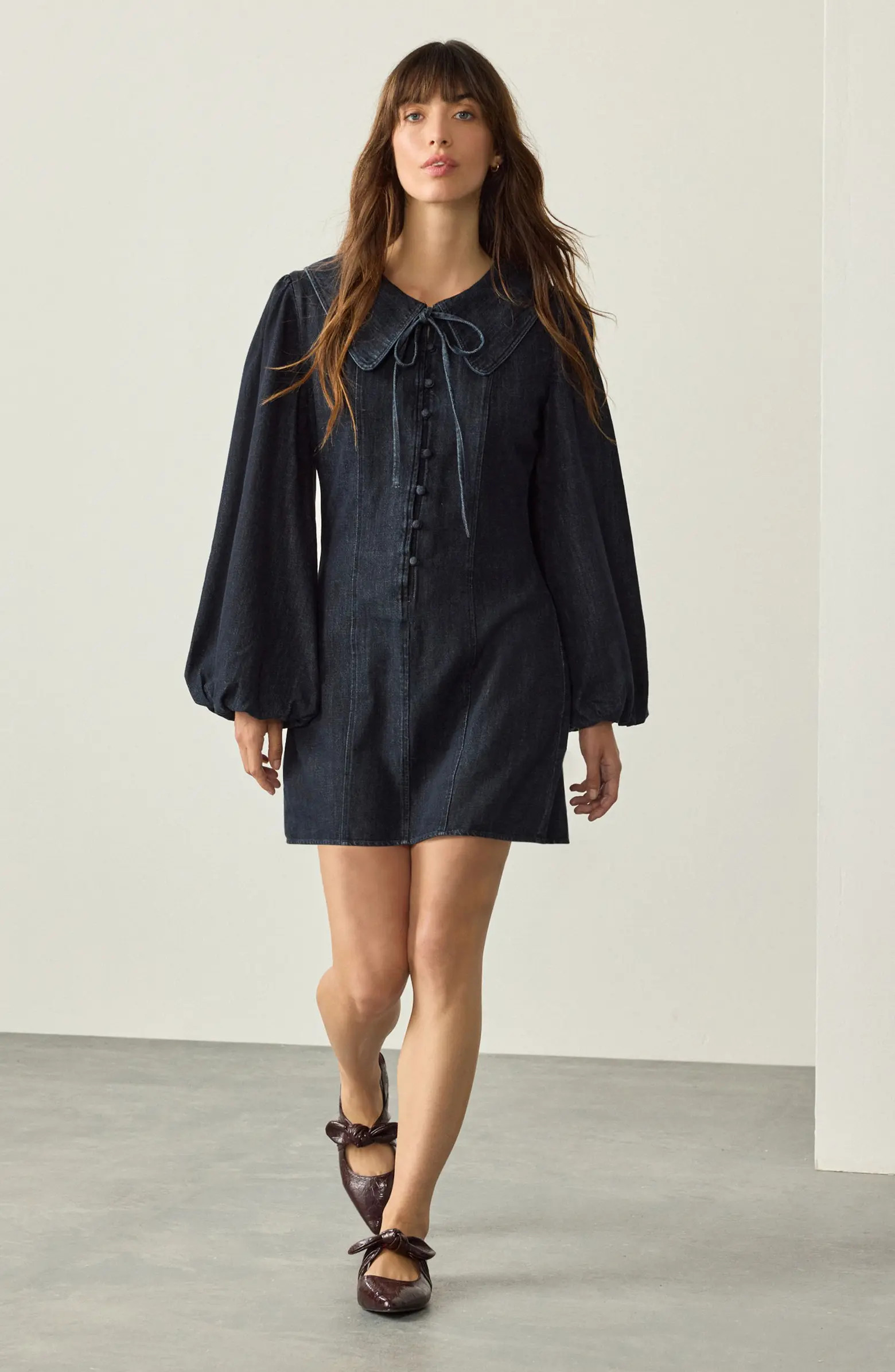 Balloon Sleeve Denim Minidress | Nordstrom