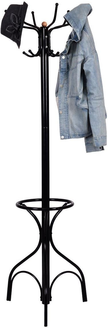 WELLFOR Coat Rack Metal Frame Floor Standing Coat Rack Hat Hanger Umbrella Holder Hanger with 2 L... | Amazon (US)