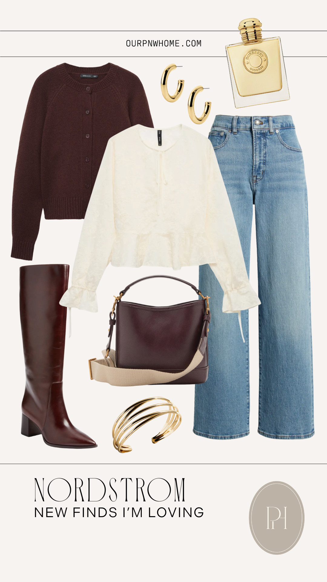 What I'm loving from Nordstrom lately!

fall fashion, fall style, fall outfit, fall look, burgundy accessories, burgundy boots, fall shoes, fall boots, knee high boots, gold cuff bracelet, gold hoop earrings, gold accessories, perfume, fragrance, lightweight cardigan, boho blouse, white blouse, flowy blouse, wide leg jeans, light was denim 

 #LTKStyleTip #LTKShoeCrush #LTKItBag
