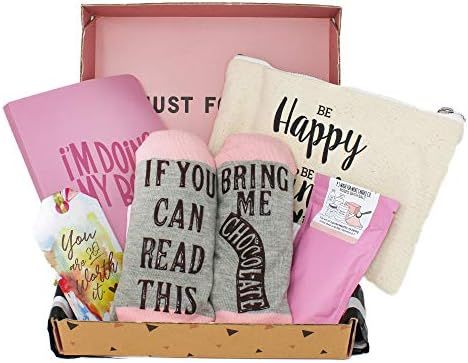 Special Birthday Womens Gift Basket Box Set for Her- With a Fancy Notebook, Natural 9'x6' Travel ... | Amazon (US)