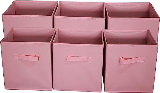 Sodynee Foldable Cloth Storage Cube Basket Bins Organizer Containers Drawers, 6 Pack, Pink | Amazon (US)