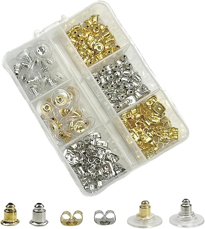 Earring Backs 6 Styles 170 Pcs, Hypoallergenic Metal Earring Backs, Bullet Shape Safety Earring B... | Amazon (US)
