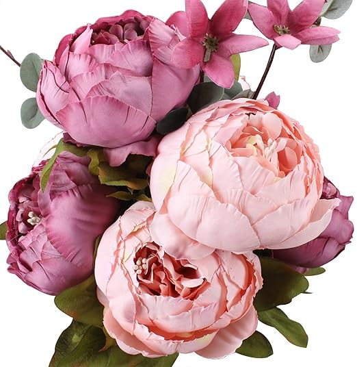 Duovlo Fake Flowers Vintage Artificial Peony Silk Flowers Wedding Home Decoration,Pack of 1 (New ... | Amazon (US)