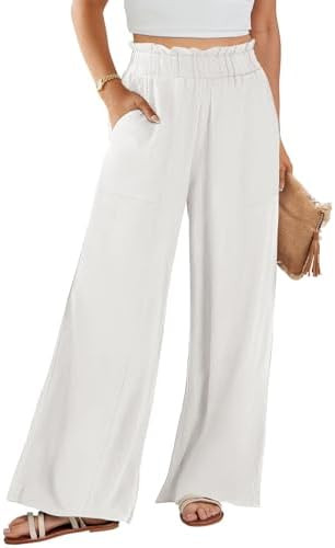 ANRABESS Womens Linen Pants 2025 Summer Casual Loose Wide Leg Palazzo Pants High Waist Flowy Beac... | Amazon (US)