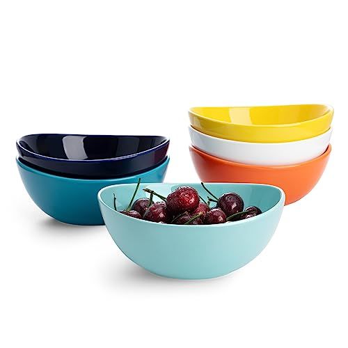 Sweese 6 Inch Porcelain 18 oz Bowls Set of 6, for Soup | Cereal | Fruits | Rice - Microwave, Dishwasher, and Oven Safe - Hot Assorted Color | Amazon (US)