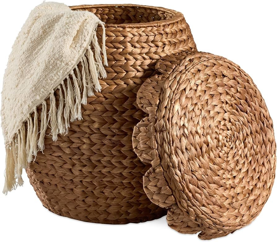 Best Choice Products Scalloped Multipurpose Hyacinth Storage Basket, Plant Décor, Handwoven Orga... | Amazon (US)
