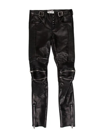 Saint Laurent Mid-Rise Leather Pants | The Real Real, Inc.