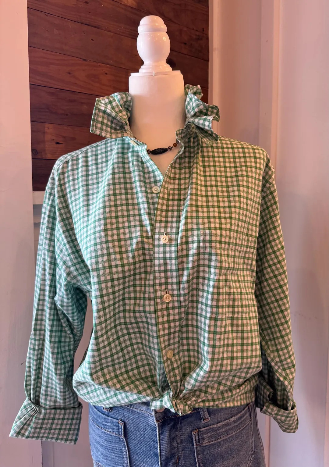 Upcycled One of a Kind Ruffled Button Down Shirt - Reworked Vintage Shirt - Handmade Original | Etsy (US)