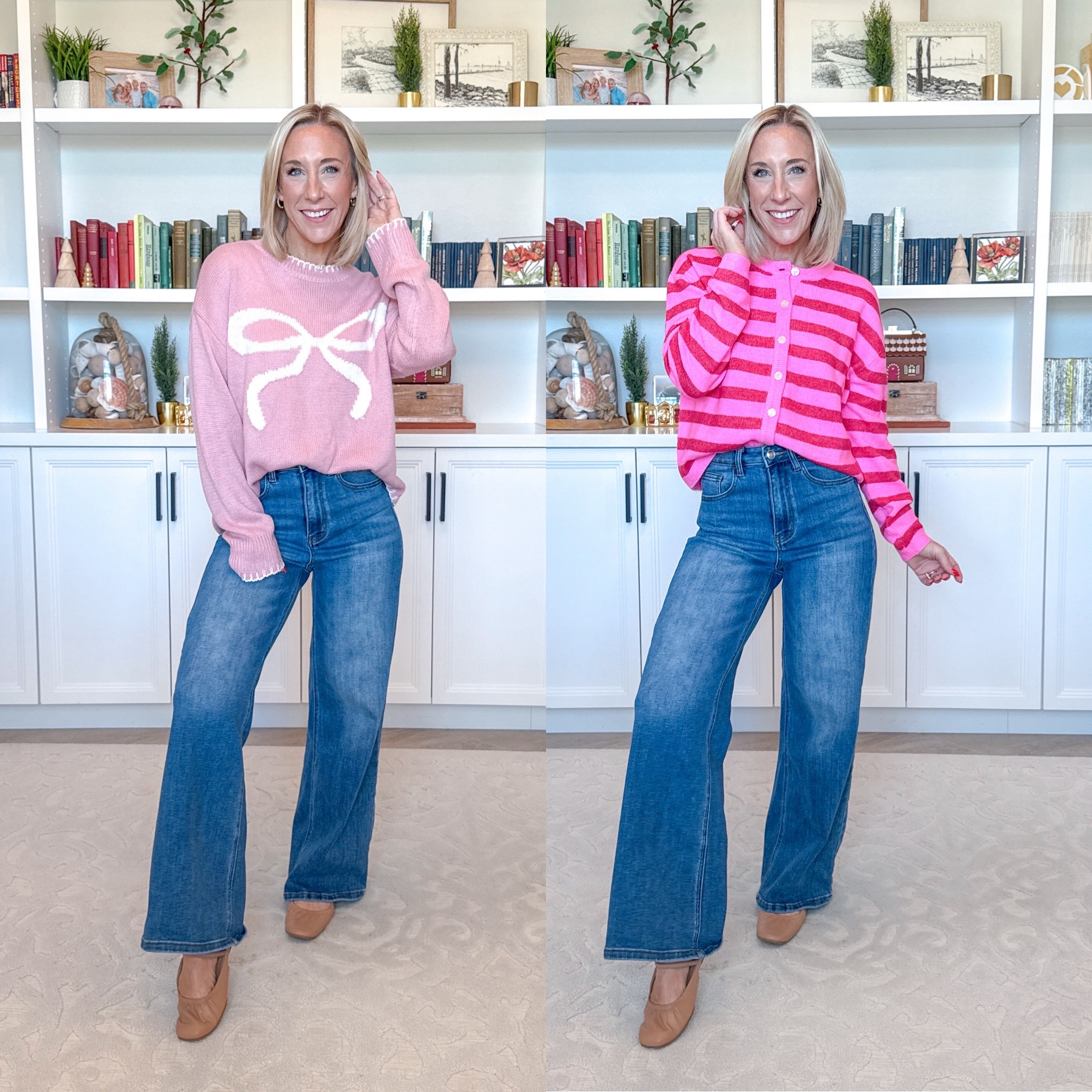 Target - new (pink) arrivals • Bow sweater - size small. • Wide leg jeans - size 25. 

Button-Up Cardigan Sweater - size small. 4 colors. • Wide leg jeans - size 25.

 

#LTKOver40 #LTKSeasonal #LTKFindsUnder50