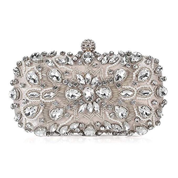 UBORSE Women Noble Crystal Beaded Evening Bag Wedding Clutch Purse | Amazon (US)