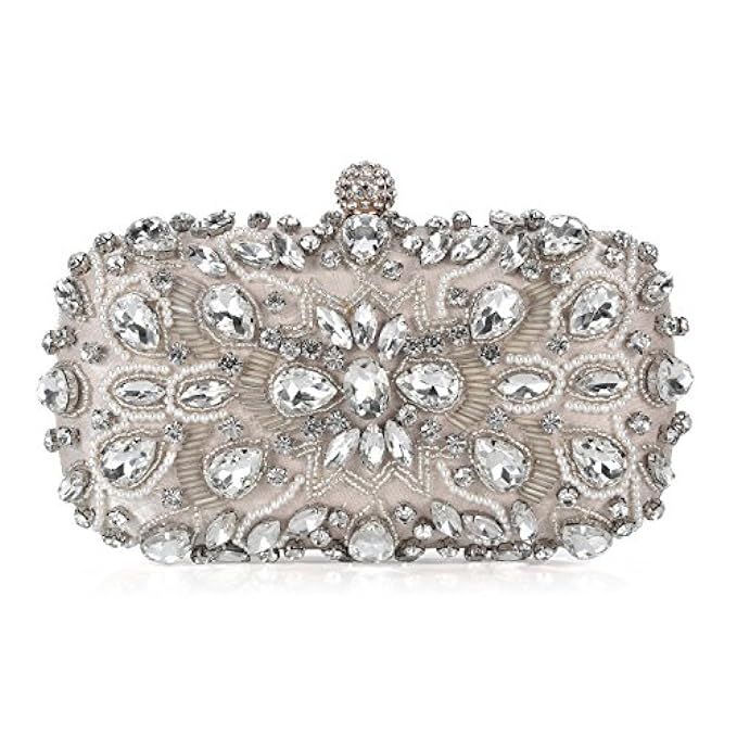 UBORSE Women Noble Crystal Beaded Evening Bag Wedding Clutch Purse | Amazon (US)