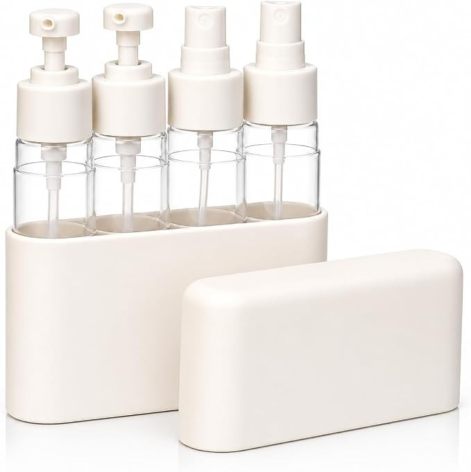 Travel Bottles for Toiletries (2 Pump + 2 Spray), TSA Approved 1.7oz/50ml Travel Containers Set w... | Amazon (US)