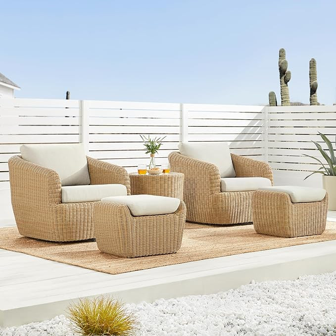 CHITA 5 Pieces Patio Wicker Furniture Set, Outdoor Rattan Bistro Set with Removable Thickened Cus... | Amazon (US)