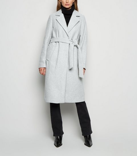 Pale Grey Longline Belted Coat | New Look | New Look (UK)
