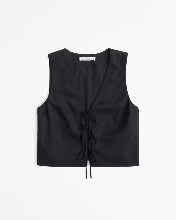 Women's Linen-Blend Tie-Front Vest Top | Women's Tops | Abercrombie.com | Abercrombie & Fitch (UK)
