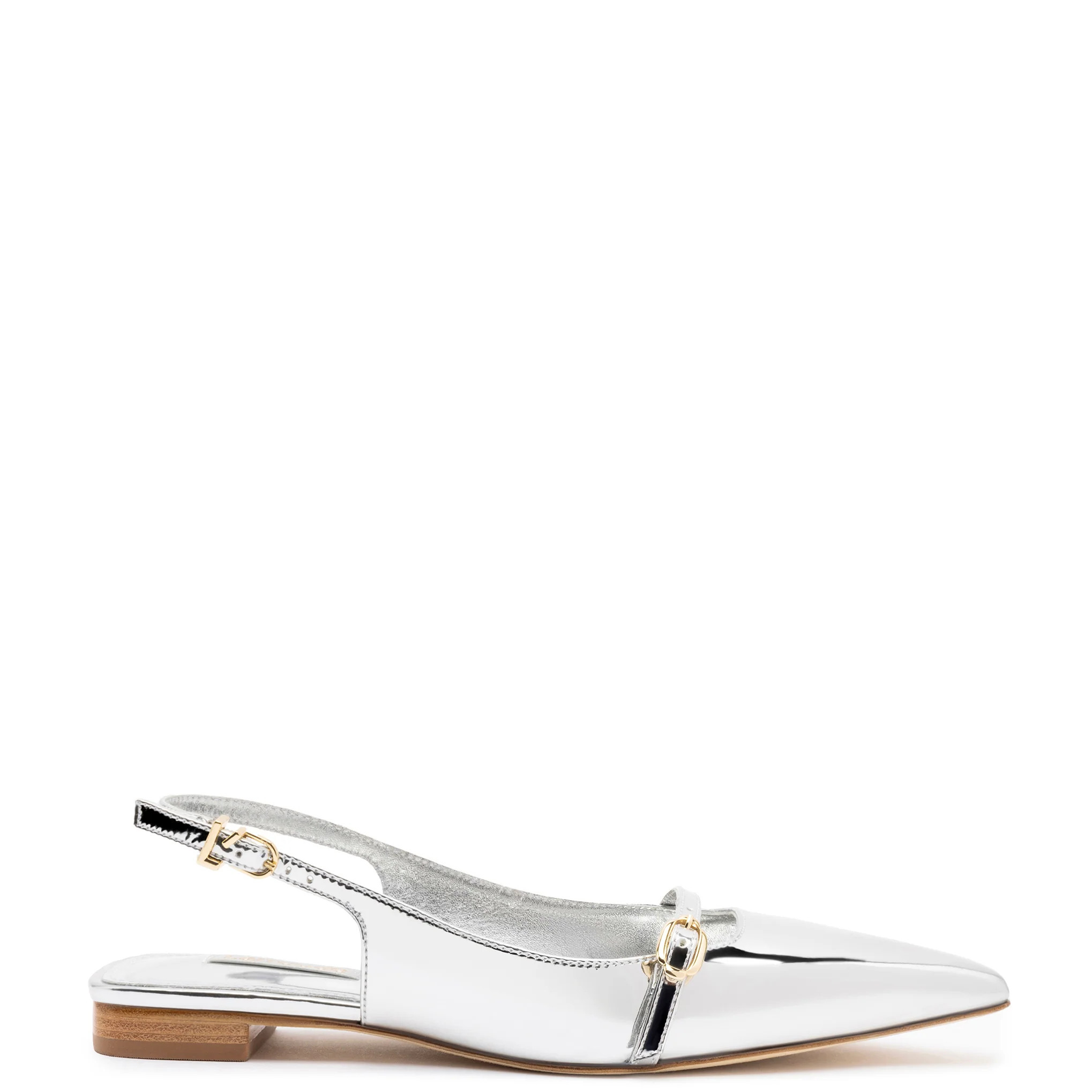Ines Flat In Silver Specchio | Larroude