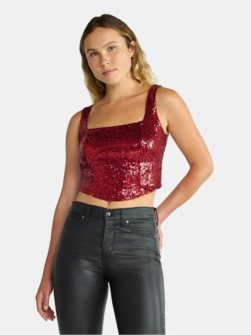 Madden NYC Sequin Corset Top, Women's | Walmart (US)