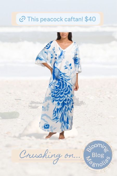 This peacock blue and white caftan is wow! And only $40! 