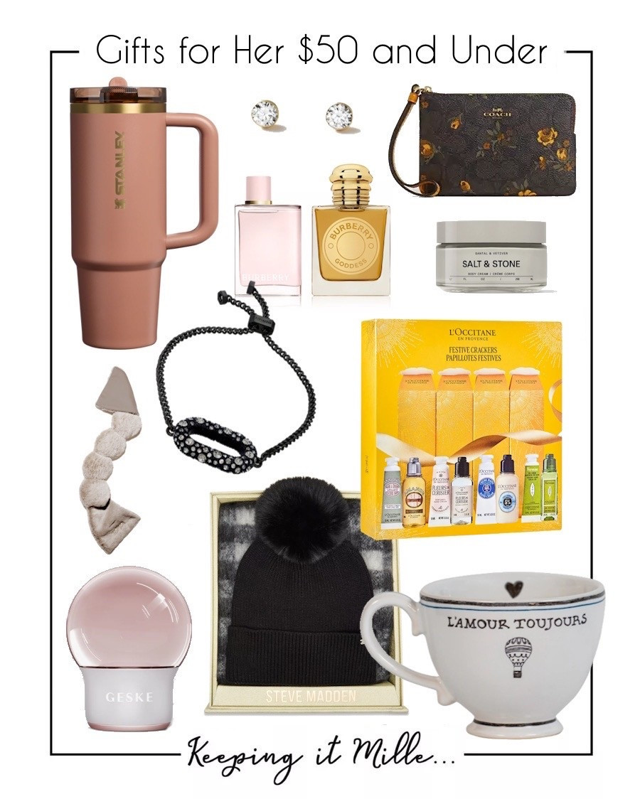 Gifts for Her $50 and Under

Stanley Tumbler
Weighted eye mask 
Facial roller
Salt + Stone
Ana Luisa Stud Earrings 

#LTKGiftGuide #LTKFindsUnder50 #LTKHoliday