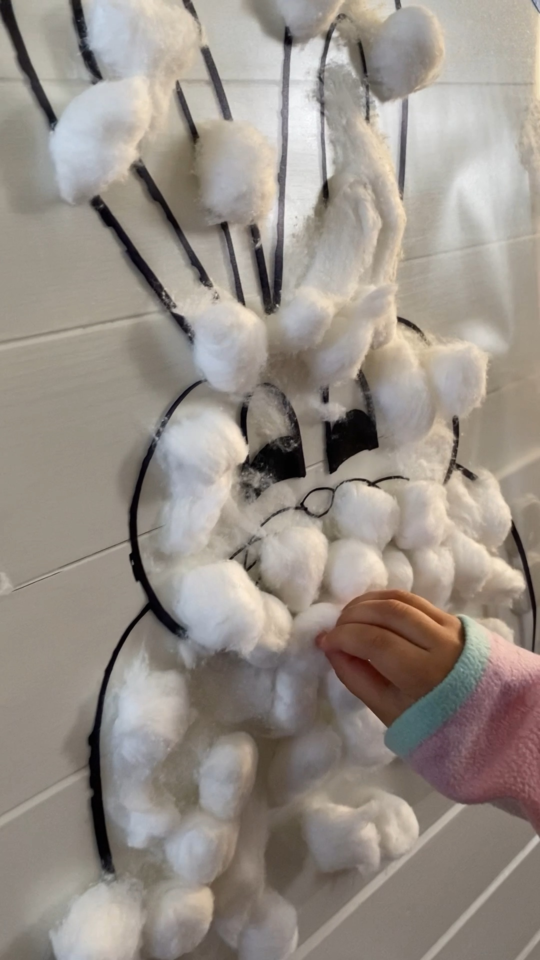 Sticky Easter Bunny toddler and preschool activity. Supplies include clear contact paper, a permanent marker, and cotton balls!

#LTKFind #LTKfamily #LTKkids