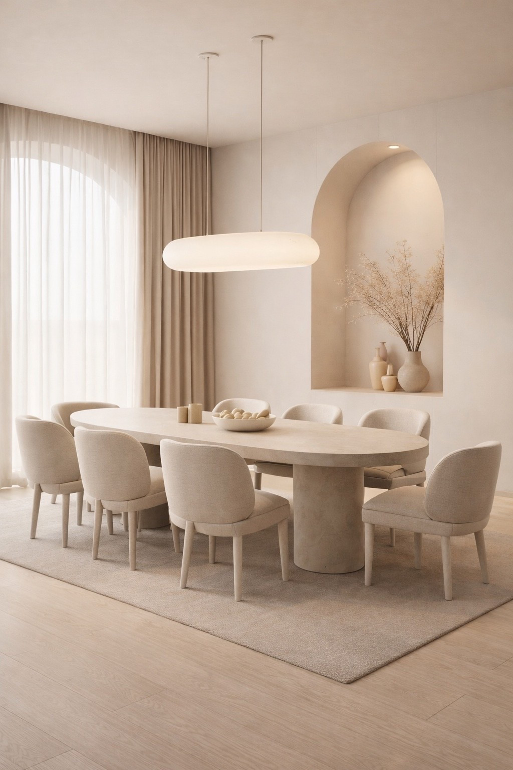 Modern Japandi dining room with a sculptural dining table, soft neutral chairs, and elegant LED chandelier. Warm beige tones, natural textures, and minimalist design create a calm and luxurious dining space. Perfect inspiration for modern homes, neutral interiors, and contemporary dining rooms.
#moderndiningroom
#japandiinterior
#diningroominspo
#moderninterior
#neutralinterior
#beigeaesthetic
#ledlighting
#modernhome
#minimalistdesign
#pinterestinterior


#LTKGiftGuide #LTKSaleAlert #LTKHome