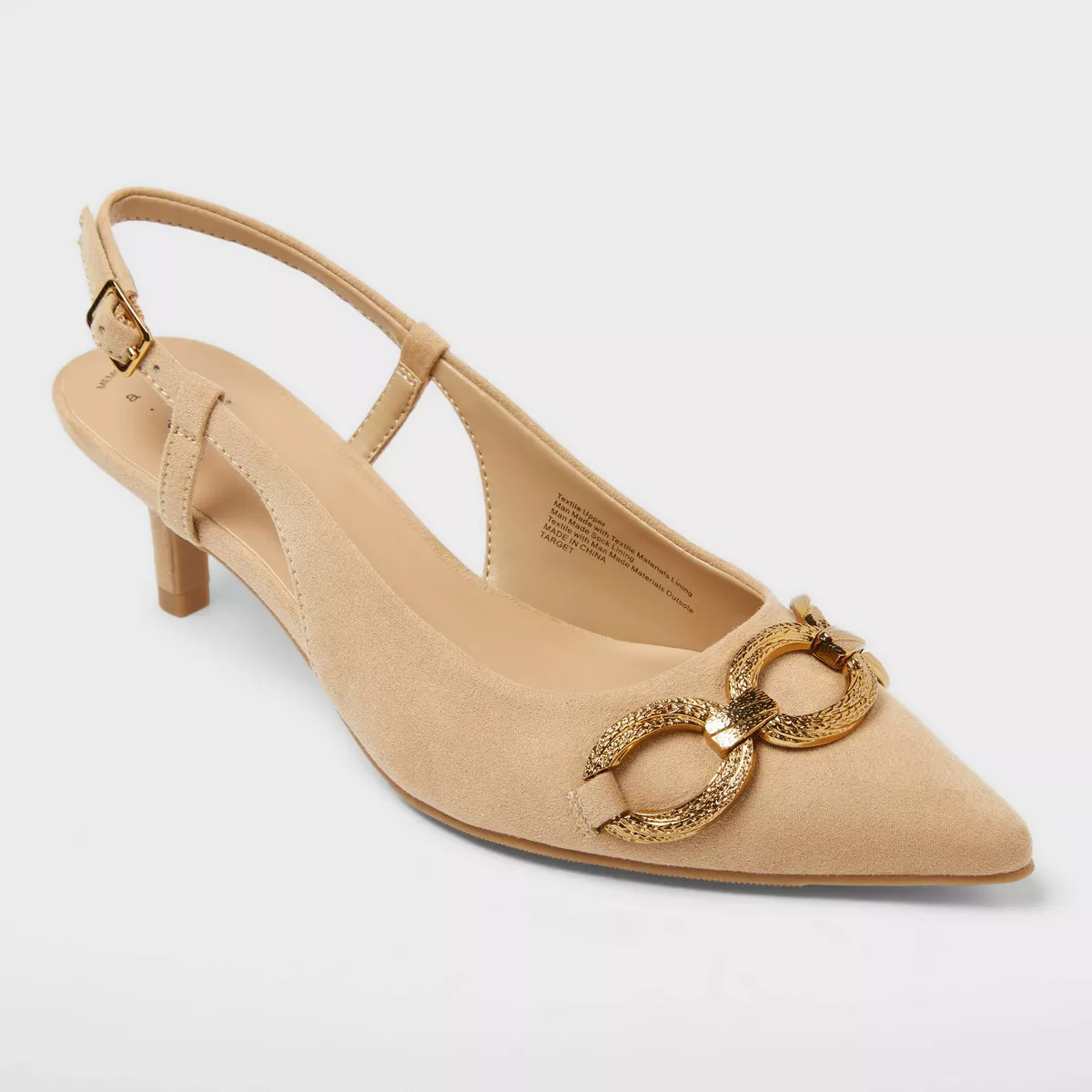 Women's Tabitha Oversized Chain Sling Back Heels with Memory Foam Insole - A New Day™ Beige | Target