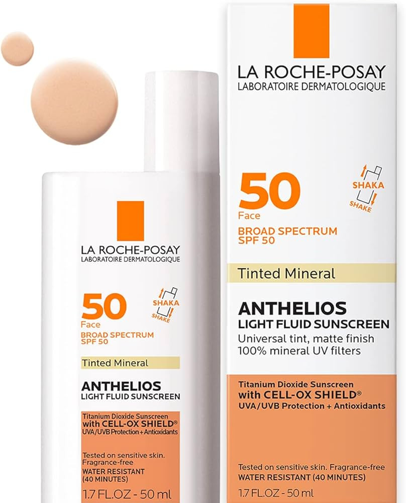 La Roche-Posay Anthelios Tinted Sunscreen SPF 50, Ultra-Light Fluid Broad Spectrum SPF 50, Face S... | Amazon (US)