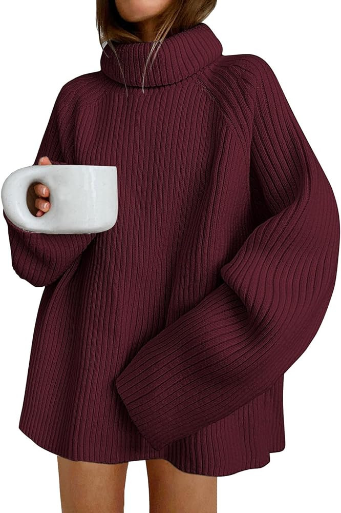 LILLUSORY Womens Turtleneck Oversized Chunky Sweaters Dress Long Knit Cashmere Tunic Pullover Swe... | Amazon (US)