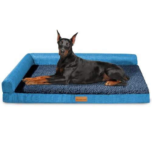 Patas Lague Orthopedic Jumbo Dog Bed for Extra Large Dogs 56''X40'', Waterproof L Shaped Jumbo Dog Sofa Beds with Removable Washable Cover, Soft Pet Couch Bed Mat with Nonskid Bottom, Navy Blue | Amazon (US)