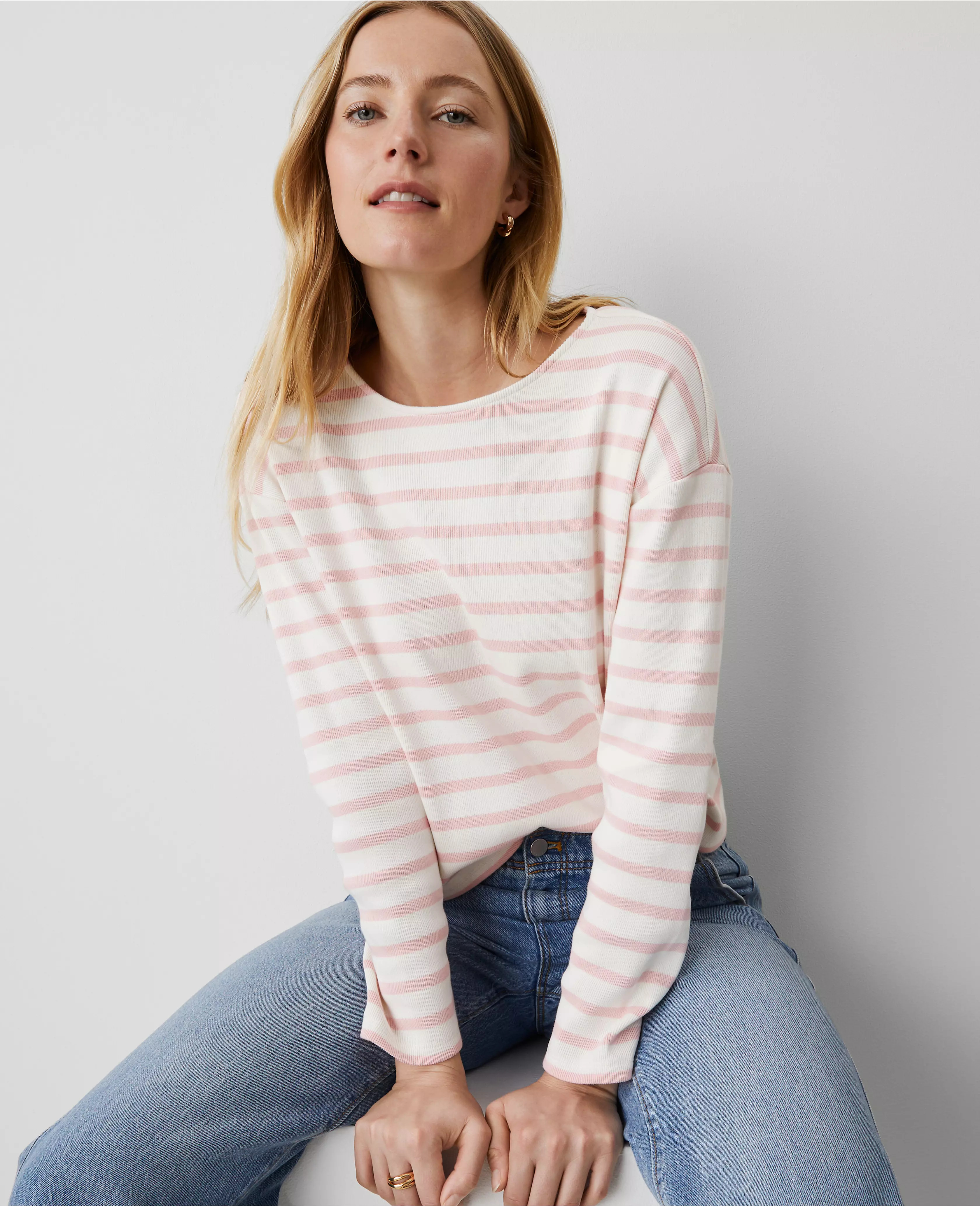 Weekend Collection Stripe Relaxed Long Sleeve Top | Ann Taylor
