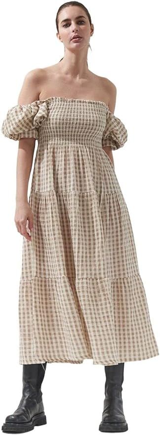 NOTHING FITS BUT Women’s Long Nursing Cotton Dress, Muslin Gingham Kiko Maternity Gown, Ideal f... | Amazon (US)