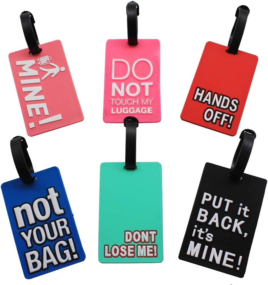 Mziart Funny Luggage Tags Set of 6 Colorful Unique Travel Baggage Bag Tags Suitcase Identify Labe... | Amazon (US)